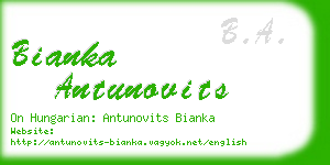 bianka antunovits business card